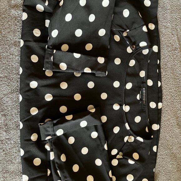 BCBG MAXAZRIA Women´s Polka Dot Top Black White Blouse Sz S - Picture 3 of 6